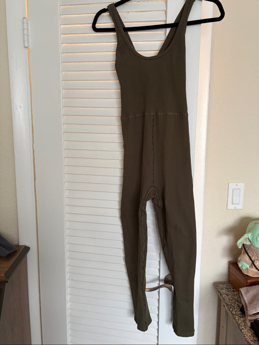 Free People Olive Green Ribbed Jumpsuit
